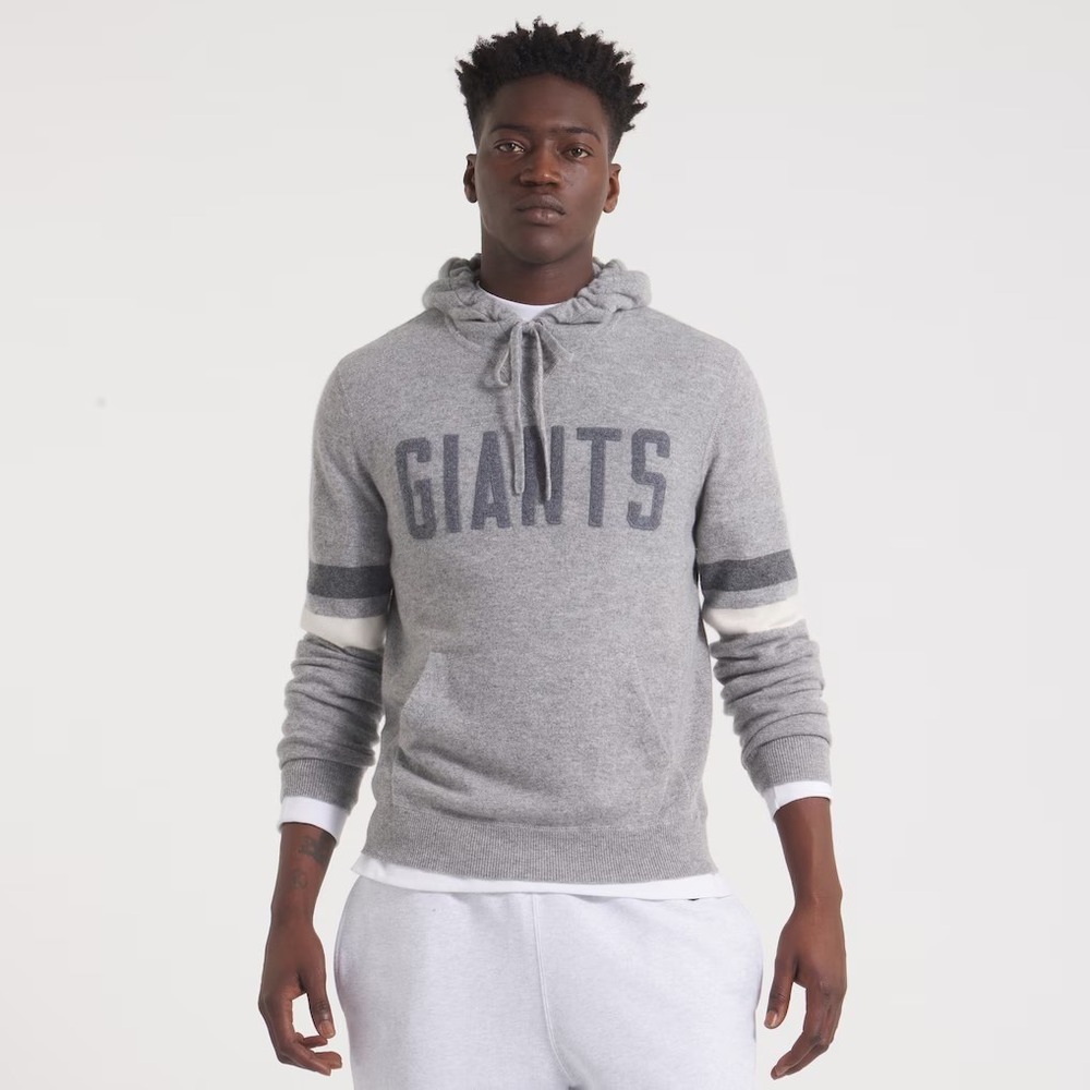 Todd Snyder NFL Hoodie Mens M Grey New York Giants 100% Cashmere Stripe Sweater